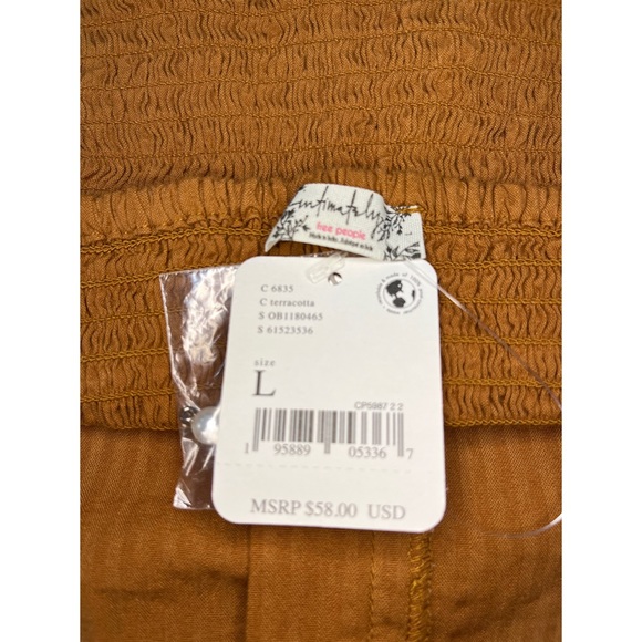 Free People Lace Button Up Smocked Stevie Cami Terracotta Copper L 0122 - Picture 11 of 12